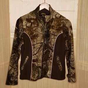 Fieldline Womens Brown Pink Camouflage Fleece Full Zip Jacket Medium